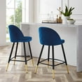 thumbnail image 1 of Modway Cordial 25.5" Velvet & Metal Counter Stools in Black/Navy (Set of 2), 1 of 10