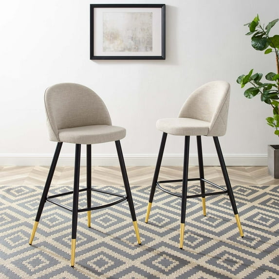 Modway Cordial Fabric Bar Stools - Set of 2 in Beige