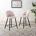 thumbnail image 1 of Modway Cordial 29.5" Velvet & Metal Bar Stools in Black/Pink (Set of 2), 1 of 10