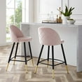 thumbnail image 1 of Modway Cordial Performance Velvet Counter Stools - Set of 2 in Pink, 1 of 10