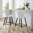 thumbnail image 1 of Modway Cordial Performance Velvet Counter Stools - Set of 2 in White, 1 of 10