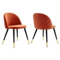 thumbnail image 1 of Modway Cordial 18" Velvet Dining Chairs in Matte Black/Orange (Set of 2), 1 of 9