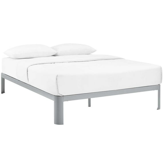 Modway Corinne Modern Sturdy Powder Coated Steel Full Bed Frame in Gray