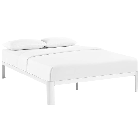 Modway Corinne Modern Sturdy Powder Coated Steel Queen Bed Frame in White