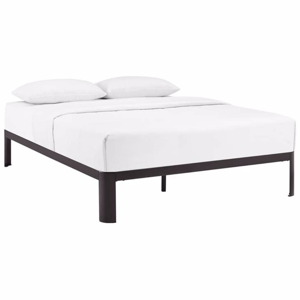 Corinne Modern Queen Metal Bed Frame with Wood Slats