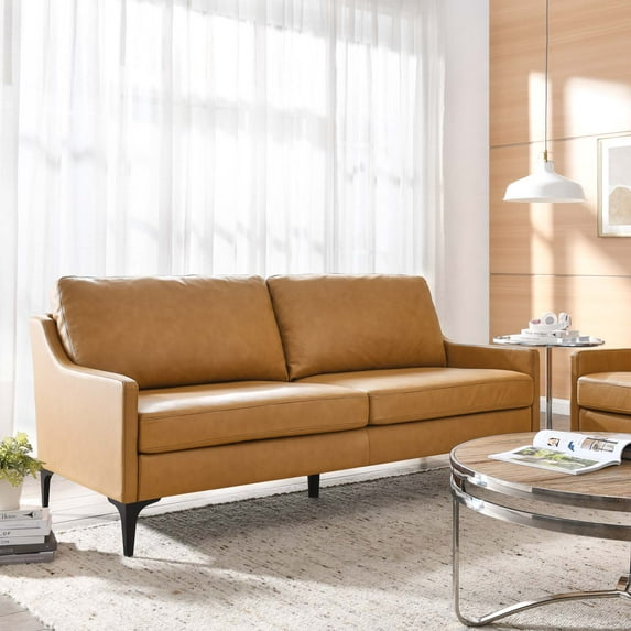 Modway Corland Leather Sofa in Tan