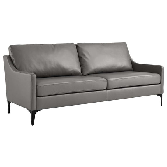 Corland Leather Sofa-EEI-6018-BRN