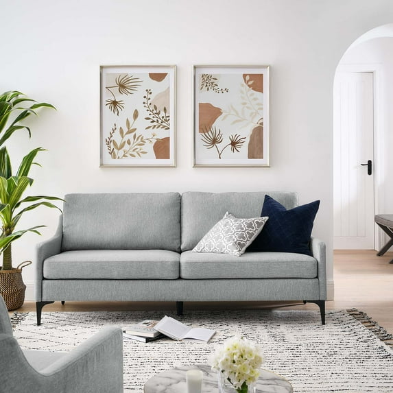 Modway Corland Upholstered Fabric Sofa in Light Gray