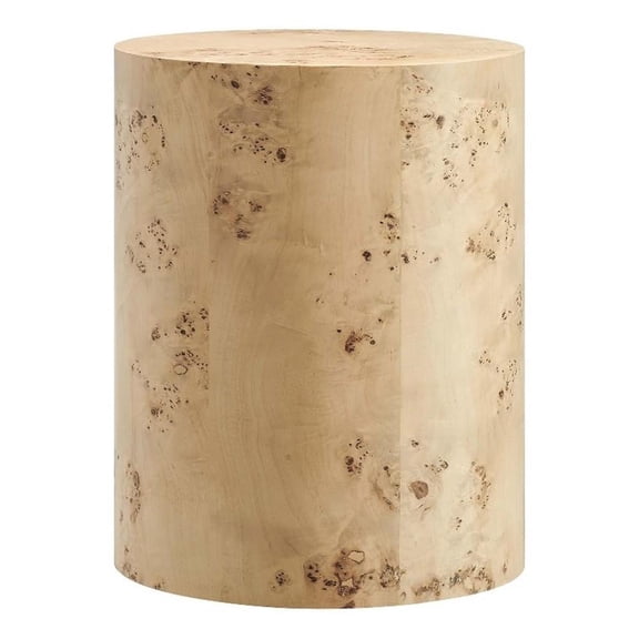 Modway Cosmos 16" Round Modern Burl Wood Side Table in Natural