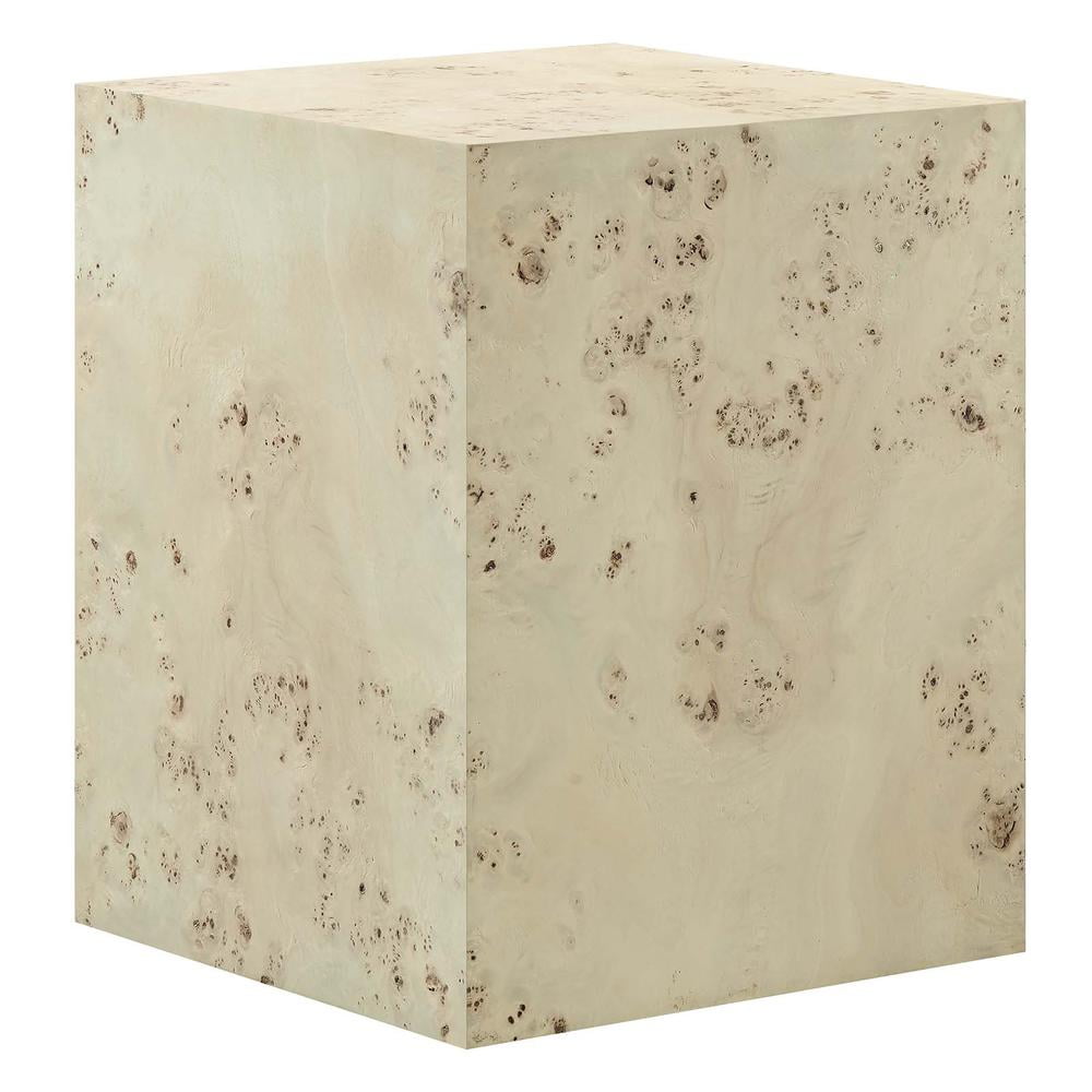 Bleached Burl Wood Square Accent Table with MDF Veneer