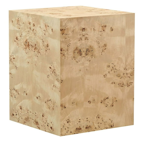 Modway Cosmos 16" Square Modern Burl Wood Side Table in Natural