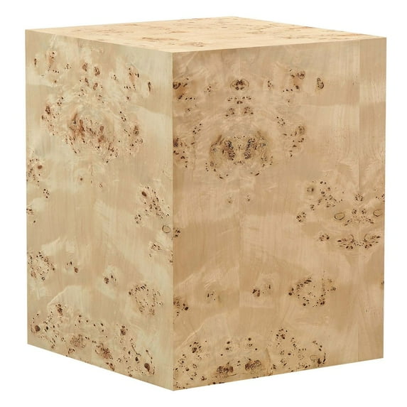 Modway Cosmos 16" Square Modern Burl Wood Side Table in Natural
