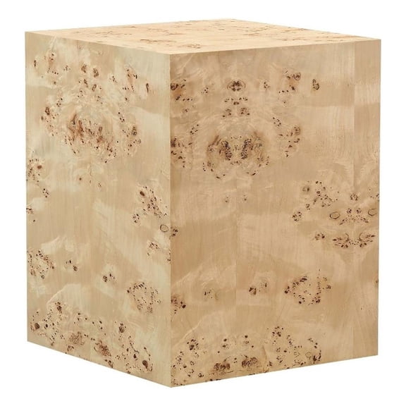 Modway Cosmos 16" Square Modern Burl Wood Side Table in Natural