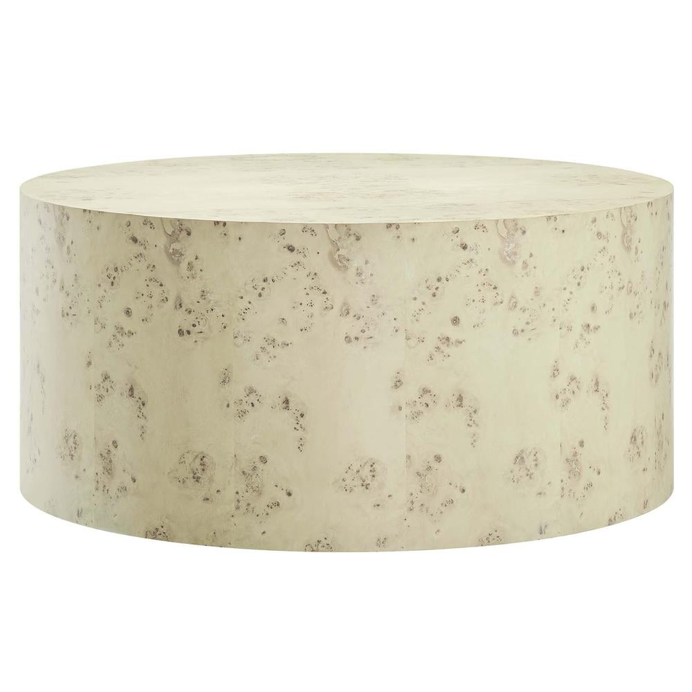 Cosmos 35" Round Bleached Burl Wood Coffee Table