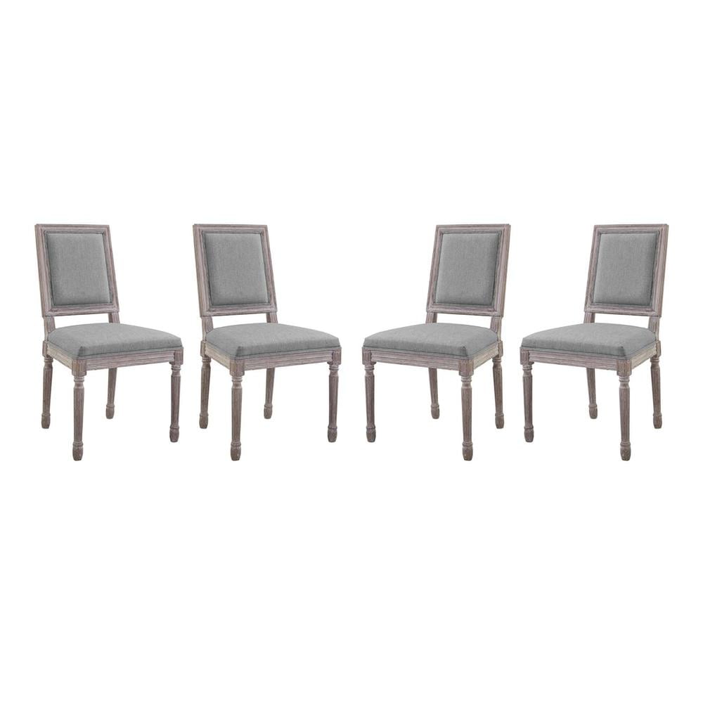 Light Gray Upholstered Wood Side Chair Set of 4