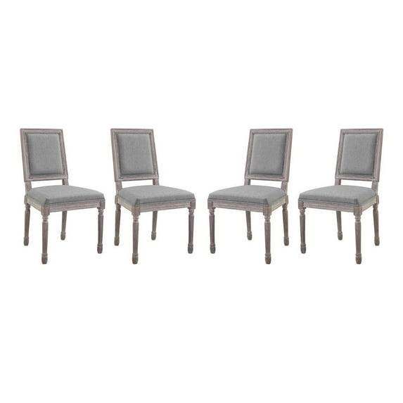 Modway Court Dining Side Chair Upholstered Fabric Set of 4 in Light Gray