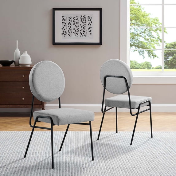 Modway Craft 18.5" Upholstered Fabric Dining Side Chair in Light Gray (Set of 2)