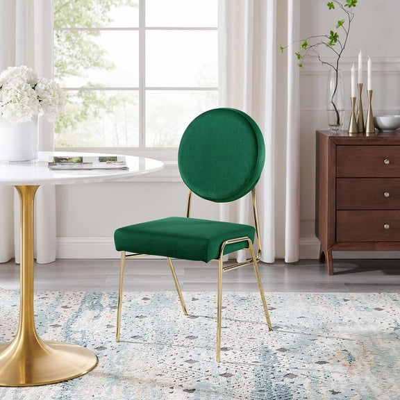 Modway Craft Performance Velvet Dining Side Chair in Gold Green