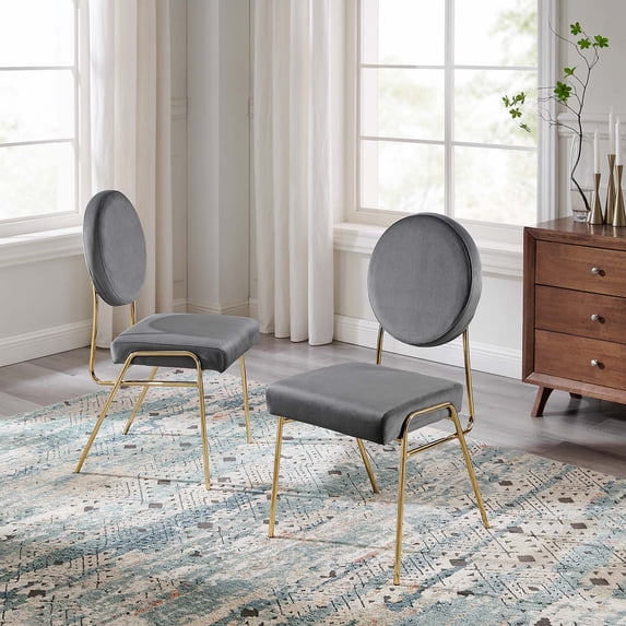 Modway Craft 18.5" Upholstered Fabric Dining Side Chair in Gold/Gray (Set of 2)