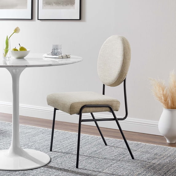 Modway Craft Upholstered Fabric Dining Side Chairs in Black Beige