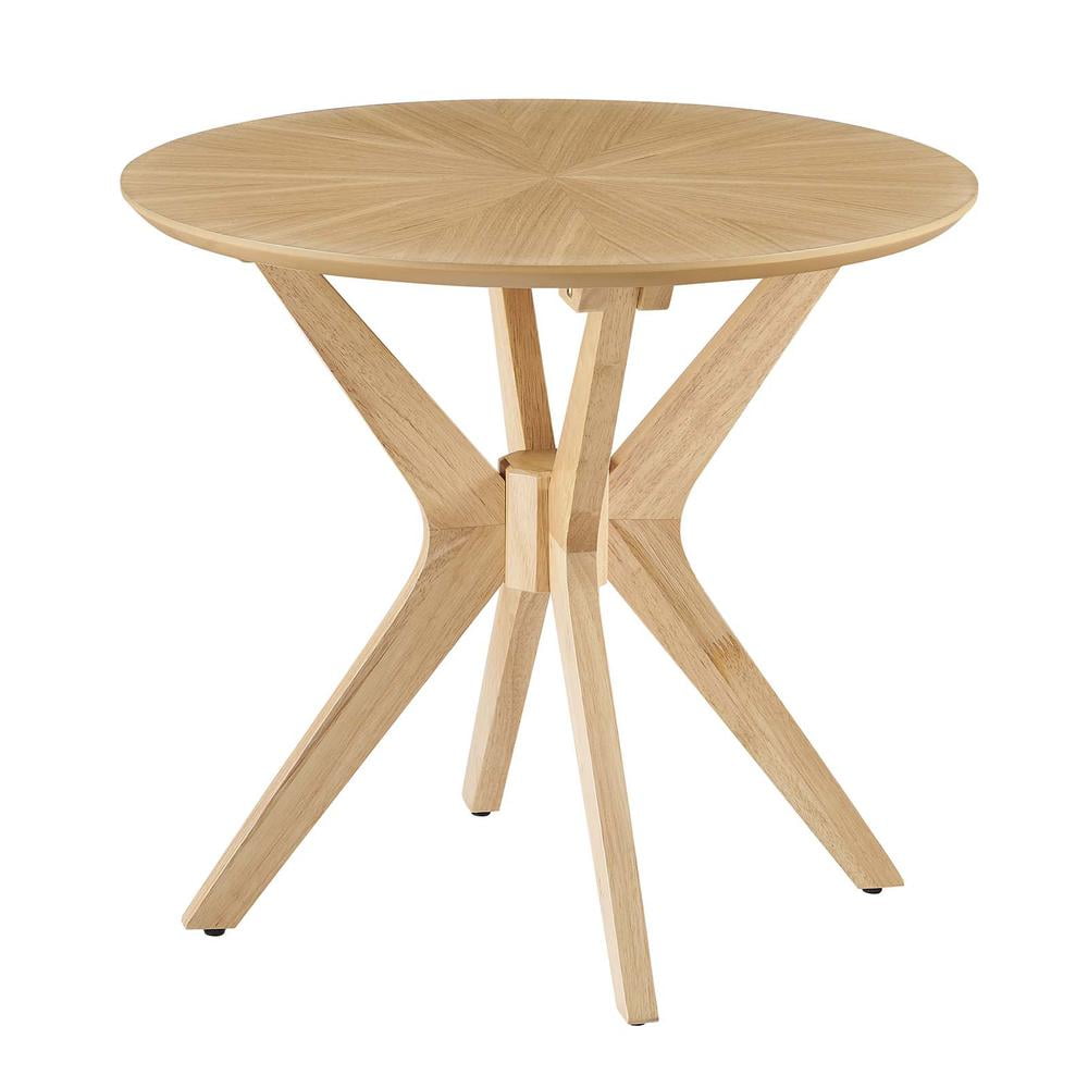Oak Round Mid-Century Modern Wood Side Table