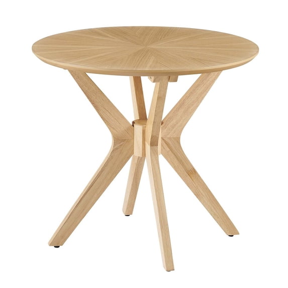 Modway Crossroads 24" Round Modern Wood Side Table with Legs in Oak