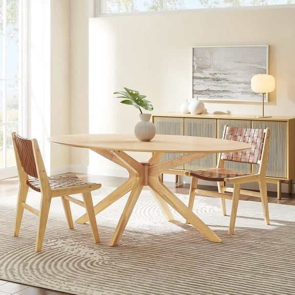 Modway Crossroads 71" Oval Wood Dining Table in Oak