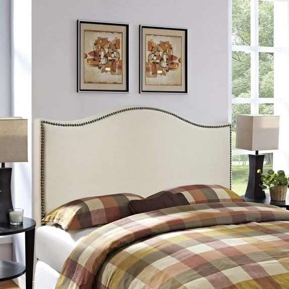 Modway Curl King Nailhead Upholstered Headboard in Ivory
