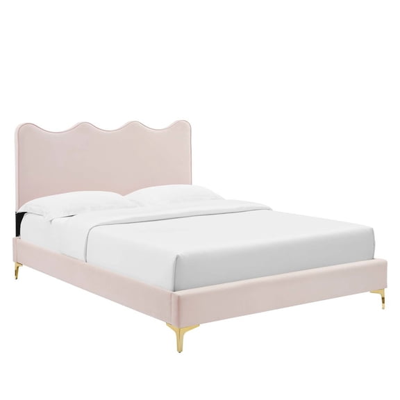 Modway Current Modern Performance Velvet Full Platform Bed - Pink