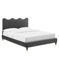thumbnail image 1 of Modway Current Performance Velvet Full Platform Bed in Charcoal, 1 of 9
