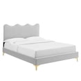 thumbnail image 1 of Modway Current Modern Performance Velvet Full Platform Bed - Light Gray, 1 of 10