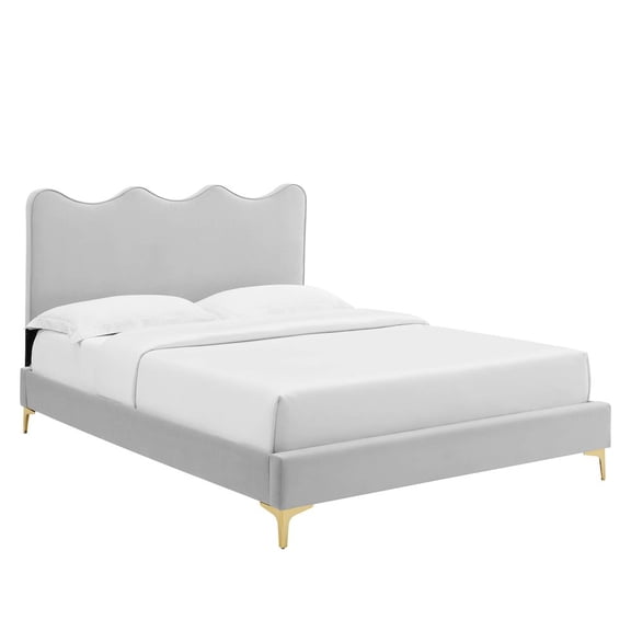 Modway Current Modern Performance Velvet Full Platform Bed - Light Gray
