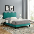 thumbnail image 1 of Modway Current Performance Velvet Full Platform Bed in Teal, 1 of 10