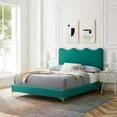 thumbnail image 1 of Modway Current Performance Velvet Full Platform Bed in Teal, 1 of 10