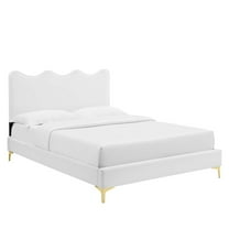 Modway Current Performance Velvet Full Platform Bed in White