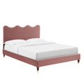thumbnail image 1 of Modway Current Modern Style Velvet Full Platform Bed in Dusty Rose Pink, 1 of 9