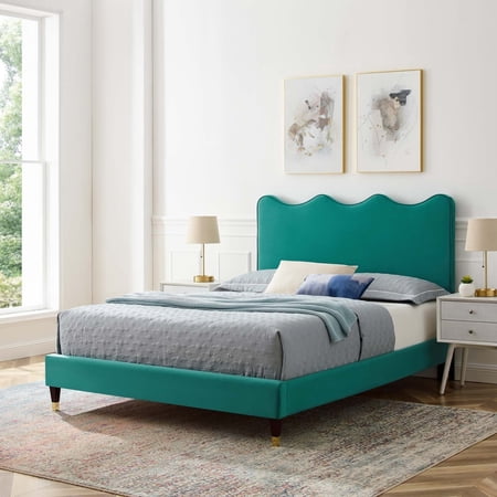 Modway Current Performance Velvet King Platform Bed, Multiple Colors