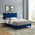 thumbnail image 1 of Modway Current Performance Velvet King Platform Bed in Navy, 1 of 10