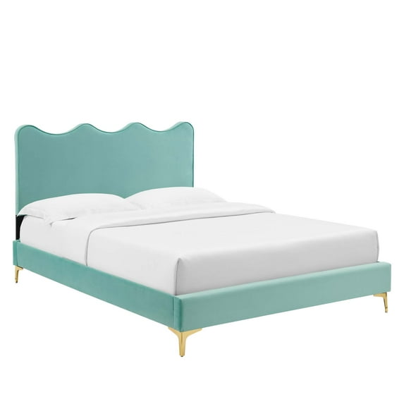 Modway Current Performance Velvet Queen Platform Bed, Multiple Colors