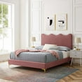 thumbnail image 1 of Modway Current Performance Velvet Queen Platform Bed in Dusty Rose, 1 of 10