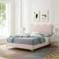 thumbnail image 1 of Modway Current Performance Velvet Queen Platform Bed in Pink, 1 of 10