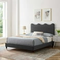 thumbnail image 1 of Modway Current Performance Velvet Twin Platform Bed in Charcoal, 1 of 10