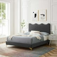 thumbnail image 1 of Modway Current Performance Velvet Twin Platform Bed in Charcoal, 1 of 10