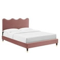 thumbnail image 1 of Modway Current Performance Velvet Twin Platform Bed in Dusty Rose, 1 of 12