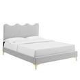 thumbnail image 1 of Modway Current Performance Velvet Upholstered Twin Platform Bed in Light Gray, 1 of 10