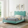 thumbnail image 1 of Modway Current Performance Velvet Twin Platform Bed in Mint, 1 of 10