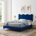 thumbnail image 1 of Modway Current Performance Velvet Twin Platform Bed in Navy, 1 of 10