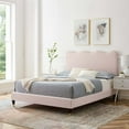 thumbnail image 1 of Modway Current Performance Velvet Twin Platform Bed in Pink, 1 of 10