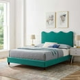 thumbnail image 1 of Modway Current Performance Velvet Twin Platform Bed in Teal, 1 of 10