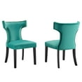 thumbnail image 1 of Modway Curve 20.5" Velvet Dining Side Chairs in Teal Green/Black (Set of 2), 1 of 9
